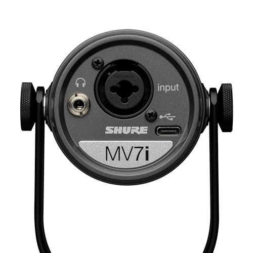 Shure MV7i Smart Microphone – USB-C & XLR Mic for Podcasting, Music & Streaming with Built-in Audio Interface, Auto Level Mode, Advanced DSP, All-Metal Design, Black | USB-C Mic with Built-in Audio Interface, Combo Xlr and ¼ Input, Auto Level Mode, Voice