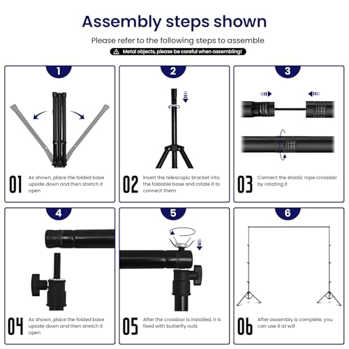 Jiang&Rong Portable Reverse-Folding Backdrop Stand Kit, 10ft x 6.5ft (W x H) Adjustable Background Stand with a Carrying Bag for Party, Birthday, Wedding, Graduation