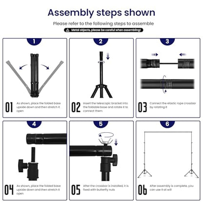 Jiang&Rong Portable Reverse-Folding Backdrop Stand Kit, 10ft x 6.5ft (W x H) Adjustable Background Stand with a Carrying Bag for Party, Birthday, Wedding, Graduation