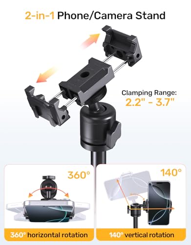Upgraded Webcam Stand for Desk, Telescopic Webcam Tripod Mount with Ball Head, Compatible with Logitech Camera C922 C930e C920S C920 C615 C960 C920x BRIO 4K NexiGo N60, Phone Holder with 1/4" Thread - size: Smaller Base