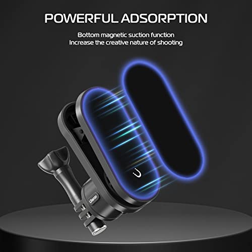 ULANZI Backpack Mount for Action Camera, Go Quick II Magnetic Suction Clip Clamp Mount Quick Release Shoulder Strap Holder Universal Accessories for Max Hero 13 12 11 10 9 8 7 6 5 Black DJI Action