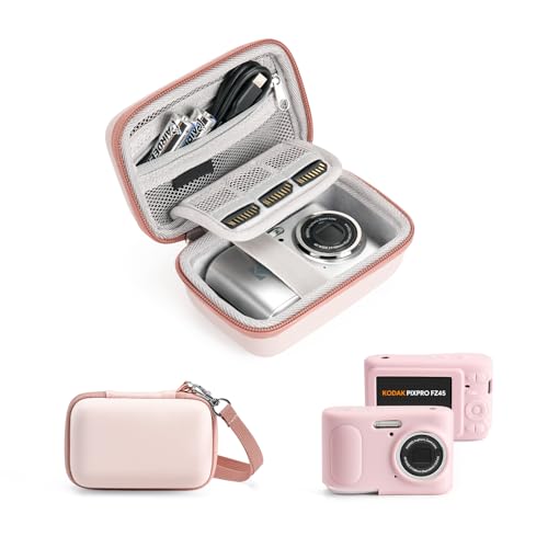 KODAK PIXPRO FZ45 Case Kit – Shockproof Hard Case + Silicone Cover, Battery/SD Storage, Anti-Scratch Dustproof Slim, Pink - color: Pink