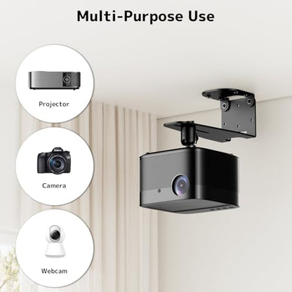 PUTORSEN Projector Wall Mount - Projector Wall & Ceiling Mount with 1/4” Screw, 22 lbs Wall & 13.2 lbs Ceiling Load Capacity, 360° Rotation & 5 inch Adjustment, for Home Theater/Office/Conference Room