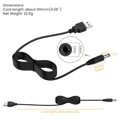 Meliya USB to DC 5.5x2.1mm 5 Volt DC Connector Charge Barrel Jack Power Cable for Security Camera/LED Lights/Router/Set-Top Box, 3Pack