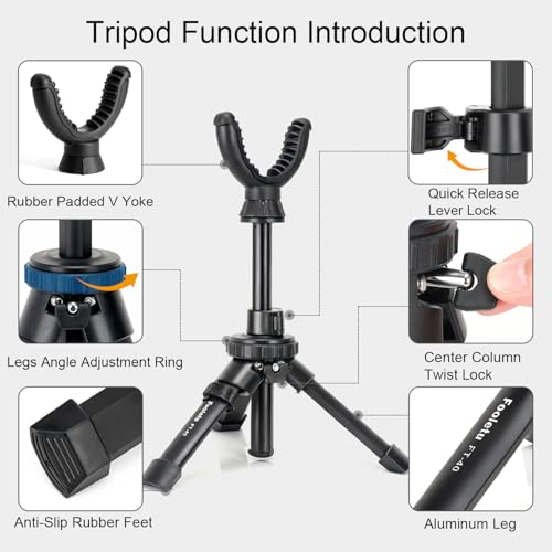 Portable Shooting Rest Tripod Rifle Stand for Range, 360 Rotation V Yoke Holder - Lightweight Bench Rest for Target Shooting, Hunting and Outdoor Activities - size: 9-16" Black