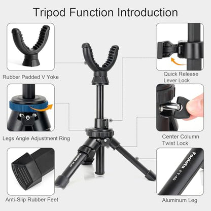 Portable Shooting Rest Tripod Rifle Stand for Range, 360 Rotation V Yoke Holder - Lightweight Bench Rest for Target Shooting, Hunting and Outdoor Activities - size: 9-16" Black