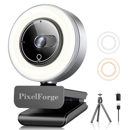 4K Webcam for PC with Microphone & Light & Privacy Cover, Web Camera for Desktop Computer/Laptop/Monitor/Mac, 4K UHD Sony Sensor, PDAF Auto Focus, Dual AI Noise-Cancelling Mics, USB Camera - color: Silver, style: 4K Sony Sensor PDAF