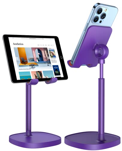 LISEN Cell Phone Stand Adjustable Phone Holer for Desk, Computer Office Desk Accessories for iPhone 16 Holder Women Kitchen Essentials Fits Switch Kindle iPads Tablet 4-10in (Dark Purple) - color: Dark Purple