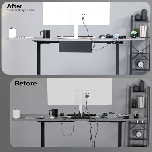 VIVO Under Desk 17 inch Cable Management Trays, Power Strip Holders, Cord Organizers, Wire Tamers for Office and Home, Black, 2 Pack, DESK-AC06-2C | Set of 2, Low Profile Power Strip Holder, Cord Organizer, Wire Tamer Steel Cable Rack for Office and Home,