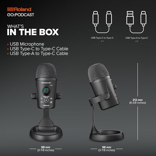 Roland GO:Podcast Video Podcasting Studio for Smartphones | Livestreaming System for Podcasters, Vloggers & More | Intuitive Video App | USB Microphone | Four Polar Patterns