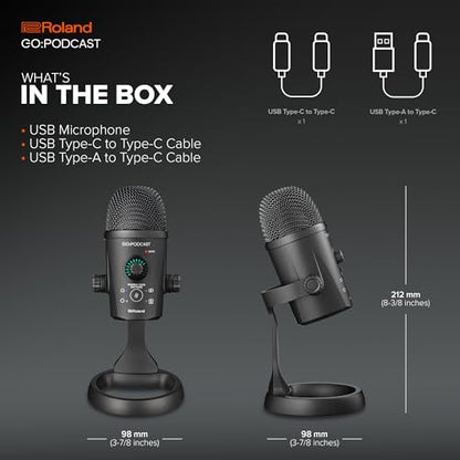 Roland GO:Podcast Video Podcasting Studio for Smartphones | Livestreaming System for Podcasters, Vloggers & More | Intuitive Video App | USB Microphone | Four Polar Patterns