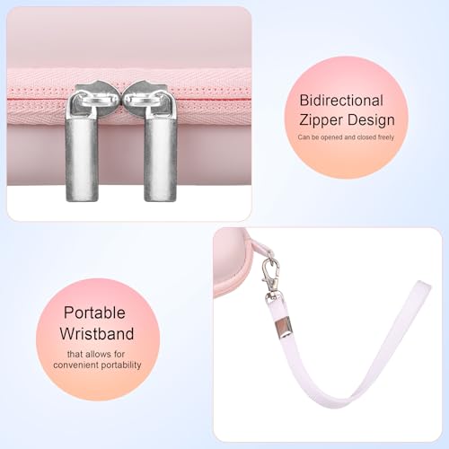 Elonbo Camera Carrying Case for KODAK PIXPRO FZ55 / FZ53 / FZ45 / FZ43 16MP Digital Camera, Vlogging Camera Storage Holder Travel Bag, Mesh Bag Fits Batteries, Cable, Memory Card, Card Reader, Pink - color: Pink