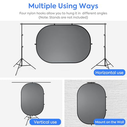 Blue Gray Pop up Backdrop 5x6.5ft/1.5x2m, Self-Tape Photography Backdrops with Carry Bag Collapsible Portable Background for Auditions Photoshoot TikTok YouTube Video Live Streaming - size: 5 x 6.5 ft