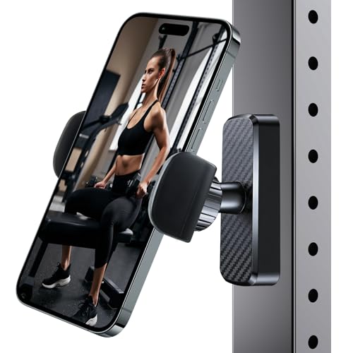 Magnetic Phone Holder for Gym- 360° Adjustable Strong Magnet Phone Mount for Video Recording, Compatible with iPhone, Android, All Smartphones, Gym Accessories for Men& Women