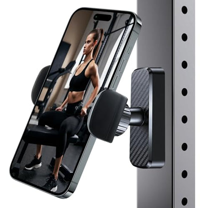 Magnetic Phone Holder for Gym- 360° Adjustable Strong Magnet Phone Mount for Video Recording, Compatible with iPhone, Android, All Smartphones, Gym Accessories for Men& Women