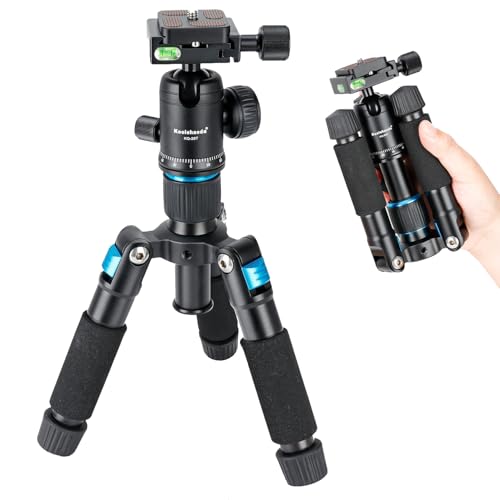 Koolehaoda 20" Mini Tabletop Tripod with 360° Ball Head - Aluminum, Blue | Portable Desktop Tripod Stand, Load up to 11lbs, for DSLR Camera, Video Camcorder, Phone, Lightweight Travel Photography - color: Blue