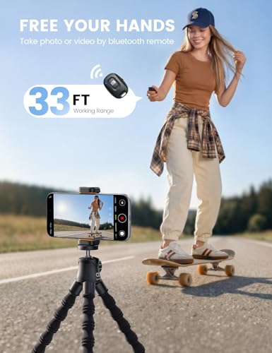 Lamicall Tripod for iPhone - [Ultra-Stable] Phone Tripod with Wireless Remote, Mini Flexible Phone Stand for Recording with 1/4'' Screw and Cold Shoe for iPhone Gopro Camera Pocket 3/4 fit Vlog Travel - style: Standard