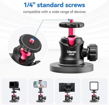 ULANZI Magnetic Camera Mount for Action Camera, Strong Magnetic Mount with 360° Rotation Ball Head and Built-in 6 Magnets, Compatible with Gopro Hero 13/12/11/10, DJI Osmo Action Osmo Nano, Insta360
