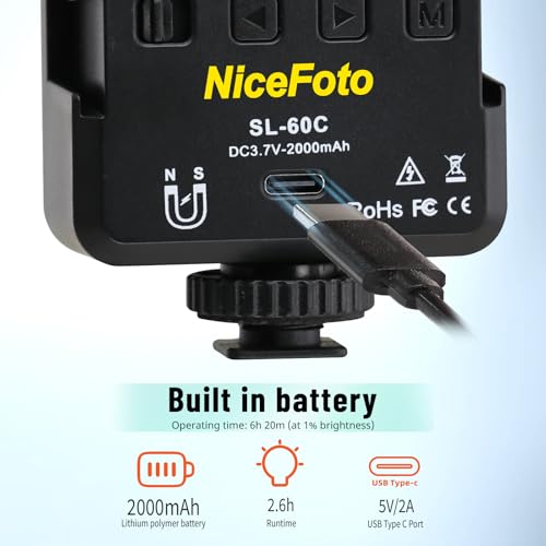 NiceFoto RGB Video Lights, 360° Full Color LED Video Light with 3 Cold Shoe Mounts, 2500K-9000K, CRI 96+, 18 Scene Modes, Magnetic RGB Camera Light for Vlog Filming, TikTok, Live, Photography