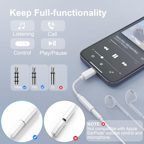 Duyasurs 2 Pack USB C to 3.5mm Headphone Jack Adapter, USB C to Aux Audio Dongle Cable Cord Compatible with iPhone 17/16/15 Pro/15 Pro Max, iPad Pro, MacBook, Samsung S21-24, Pixel 7/6/5