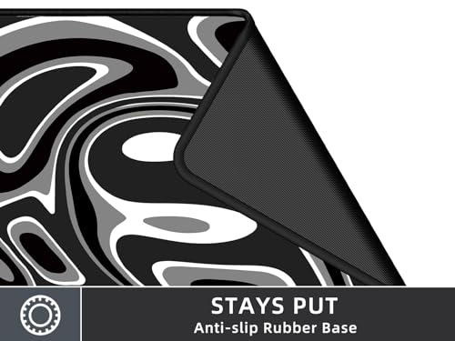 Rinaze Large Gaming Mouse Pad with Superior Micro-Weave Cloth, Extended Desk Mousepad with Stitched Edges, Anti-Slip Keyboard Pad for Computer, Home and Gaming - color: Silver