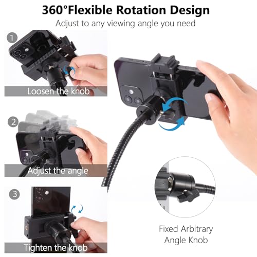 Overhead Phone Mount,Foldable Gooseneck Phone Holder,Overhead Tripod for iPhone, Webcam, Gopro, Pico Projector, Phone Stand for Recording, Live Streaming, Online Teaching