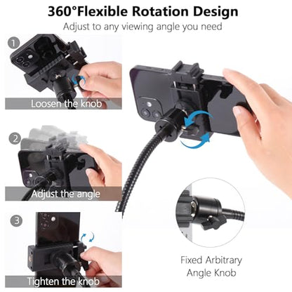 Overhead Phone Mount,Foldable Gooseneck Phone Holder,Overhead Tripod for iPhone, Webcam, Gopro, Pico Projector, Phone Stand for Recording, Live Streaming, Online Teaching