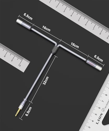 Microphone Splitter 2 Feet/60CM TRS 1/4 inch Splitter 1 Male to 2 Female, 6.35mm Stereo Male Plug to Dual 6.35mm Female-Grey (1PACK) - size: 2ft/60CM-1PACK, style: 1/4" Splitter 1 Male to 2 Female