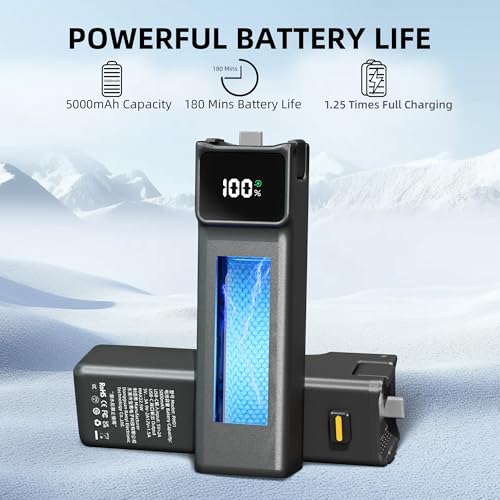 Battery Handle Compatible with DJI Osmo Pocket 3 and Pocket 4 Accessories, with Digital Screen for Pocket 3 Battery Grips for Xtra Muse Built-in 5000mAh Battery Fast Charging and Reserved 1/4”Thread