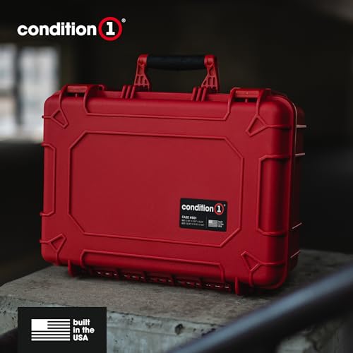 Condition 1 18" Medium Waterproof Hard Case with Foam, Model 801, Portable Protective Storage Box for Travel, Tactical Gear, Made in USA, 18.36"x13.70"x 7.03" Black - color: Black