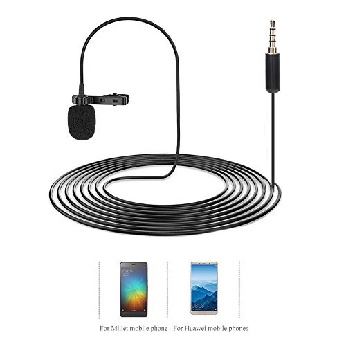 Lavalier Microphone, Professional Grade Omnidirectional Lapel Mic with Easy Clip on System for Recording Interview/Video Conference/Podcast/Voice Dictation/Phone