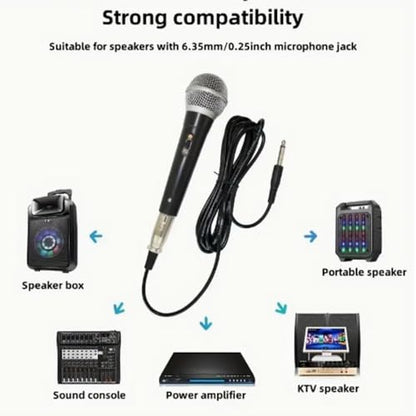 Handheld Wired Microphone – Dynamic Vocal Mic with 3m Cable and ON/Off Switch, Perfect for Speakers, Karaoke, Home Live Streaming, and Meetings