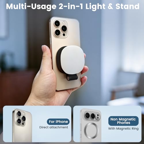 SJZXVZ Magnetic Selfie Light, 3-Mode Phone Light Compatible with Phone Magsa for Selfies/Photography/TikTok/Zoom Calls/Video Conference, Long-Lasting & Rechargeable, CRI97, Black - color: Black