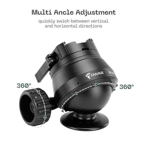 FANAUE 60mm Tripod Ball Head Compatible with Arca Quick Release Plate,Quick Locking, Professional Aluminum Ball Head - IN-60T