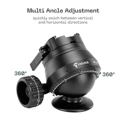 FANAUE 60mm Tripod Ball Head Compatible with Arca Quick Release Plate,Quick Locking, Professional Aluminum Ball Head - IN-60T