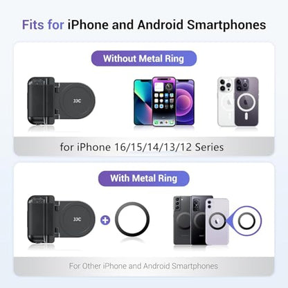 Magnetic Smartphone Shooting Holder Hand Grip Handle Snap On Phone Stand with Tripod Mount & Wireless Shutter Remote for iPhone 17 Air 16 15 14 13 12 Pro Max Android Vlog Video Photography - White - color: WHITE