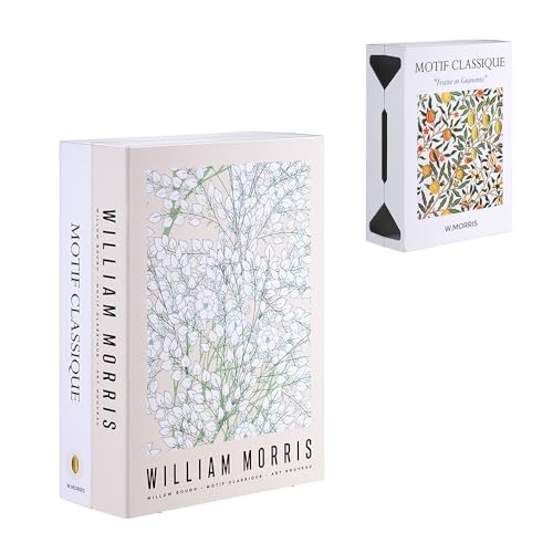 Book Shape Decorative Cable Management Box - Expandable Cable Organizer Box with Magnetic Closure for Home & Office (William Morris, Large) - color: William Morris, size: Large Box
