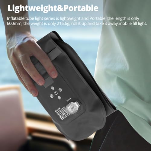 AMBITFUL GC12 12W Handheld LED Light, 2700K-6500K Bi-Color, CRI 95+, Inflatable 60cm Stick Light, Built-in 18.5Wh Battery 75min Run Time, N52 Magnets, TPU Waterproof for Outdoor Photography