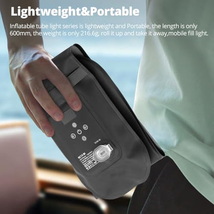 AMBITFUL GC12 12W Handheld LED Light, 2700K-6500K Bi-Color, CRI 95+, Inflatable 60cm Stick Light, Built-in 18.5Wh Battery 75min Run Time, N52 Magnets, TPU Waterproof for Outdoor Photography