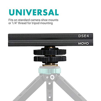 Movo DSE4 Adjustable Cold Shoe Extension Bar - Cold Shoe Rail for DSLR Accessories - Lights, Monitors, Microphones, and More (4")