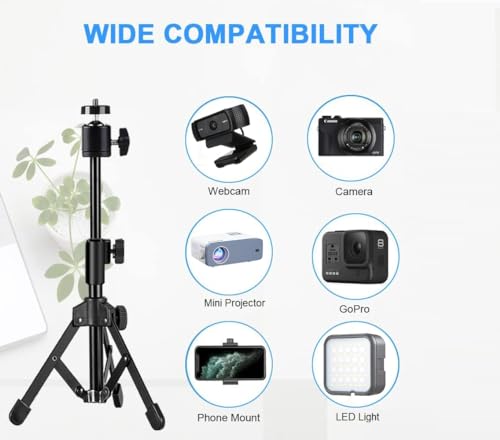 Desktop Webcam Tripod Stand, Portable Webcam Mount Holder with Magnet Mount and 1/4 Thread compatible with Logitech Webcam MX Brio 4K,C920,StreamCam,C930,C922,C925e,C615,Brio 500 300 100 Webcams (1)