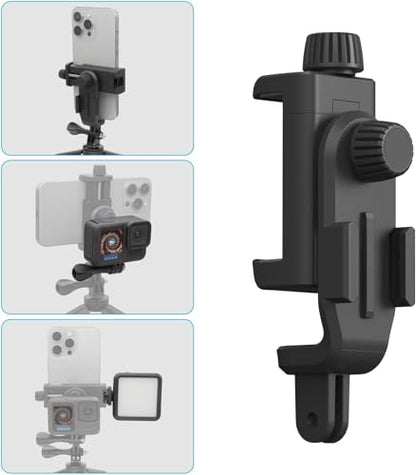 Suptig Phone Holder for Tripod, Action Camera Tripod Mount Adapter Compatible for iPhone, Gopro, DJI Action, Insta 360, Akaso, Mic, LED Light Photography Accessories