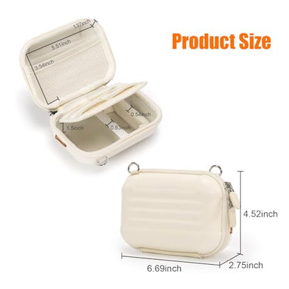 Cwatcun Carrying & Protective Case for Digital Camera with 2 Carrying Ways, Hardshell Lightweight Small Camera Sling Case Compatible with KODAK PIXPRO/Canon PowerShot/Sony DSCW800 DSCW830 - color: White02