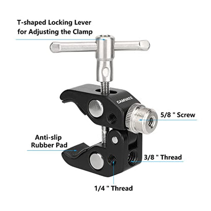 CAMVATE Super Crab Clamp with 5/8"-27 Thread Adapter for Microphones/2PCS