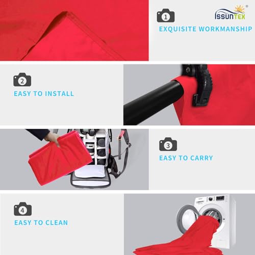 ISSUNTEX 9X15 ft Background Polester Backdrop, Photo Studio, Collapsible High Density Screen for Video Photography and Television-Red - color: Red