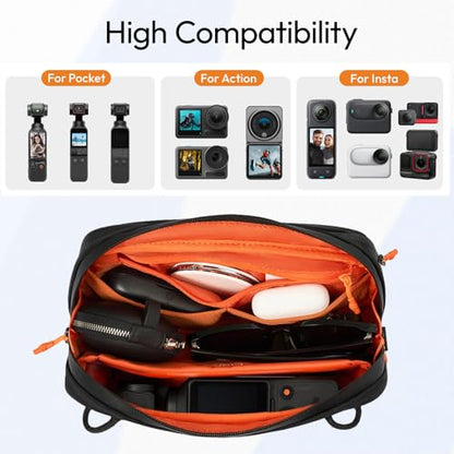 ULANZI YY08 Carrying Bag for DJI Osmo Pocket 3 Pocket 4,Splashproof Portable Storage Carry Case, Protective for DJI Osmo Pocket 3 Creator Combo Accessories, Small LED Lights, Action Cams (Black)