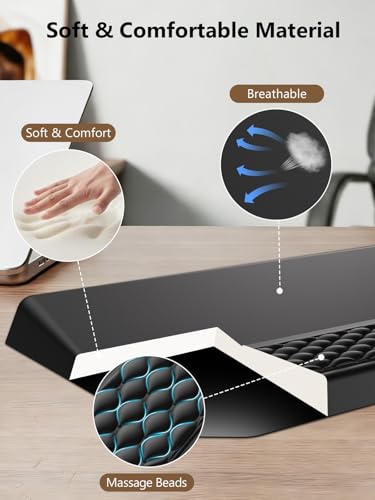 2-in-1 Ergonomic Keyboard Stand with Wrist Rest, Comfy Keyboard Riser Holder with Massage Design, Black - color: Black