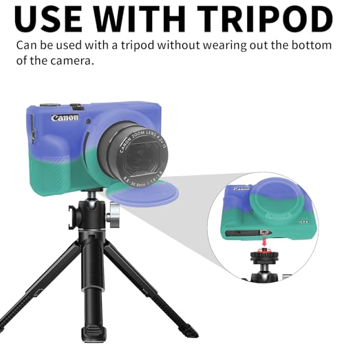 G7X Mark III Case, Soft Silicone Protective Case Cover with Removable Lens Cover for Canon Powershot G7X Mark III Digital Camera - Purple Blue - color: Purple Blue