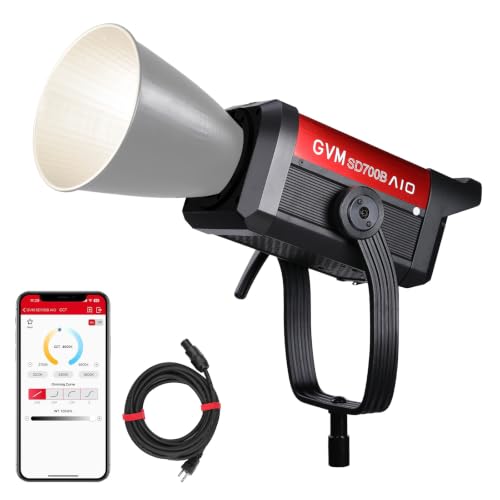GVM 700W Spotlights LED Video Light,29100lux/1m(Bare Light),Photography Lighting Kit with APP Control, Continuous Lighting with Bowen Mount,CRI 97+, COB Lamp Beads,2700K-6800K - color: Red