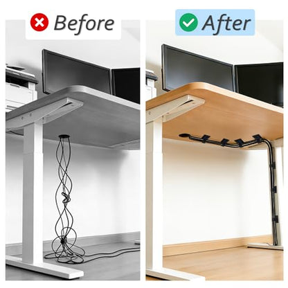 Cable Management Under Desk, Znben Detachable Cable Straps Heavy Duty Hook and Loop Cable Ties Reusable 20 Pack Black - color: Black
